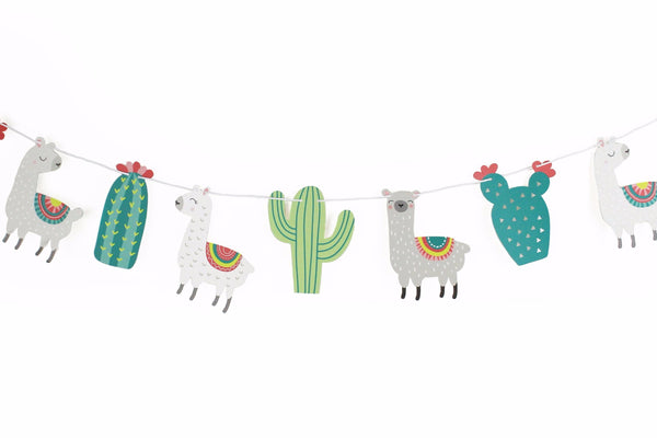 llama and cactus party garland bunting