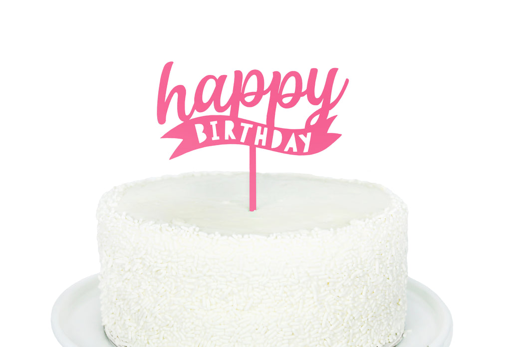 Happy Birthday Acrylic Topper in Pink