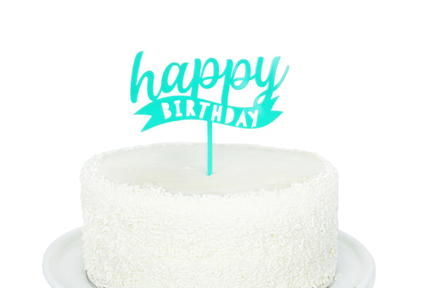 Happy Birthday Acrylic Topper in Teal