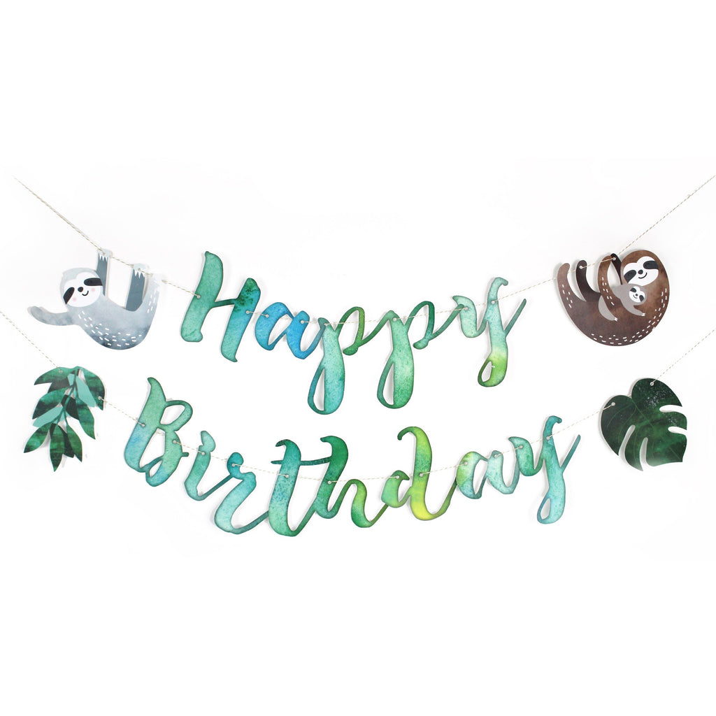 sloth birthday banner