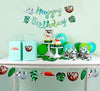 sloth party decoration set with a birthday banner, garland, gift bags, balloons and sloth party hats